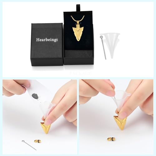 Hearbeingt Arrowhead Urn Necklace for Ashes Cremation Jewelry for Men Style A-Gold