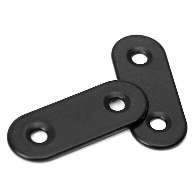 [Australia - AusPower] - Black Flat Straight Brace,20Pcs Metal Mending Brackets Straight Corner Braces Straight Brackets with 40Pcs Screws (Straight 16x36mm, Black) Straight 16x36mm 