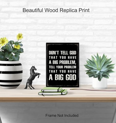 Religious Saying Wall Art - masculine Christianity - Christian Gifts for Men - Faith Wall Decor - Jesus God Motivational poster - Living room Home Office Man cave - spiritual Inspirational Home Decor
