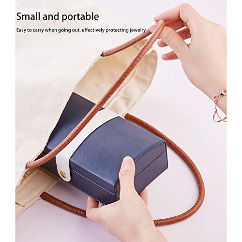 Fullgaden Jewelry Box,Necklace Ring Storage Organizer Double Layer Travel Synthetic Leather Jewel Cabinet Gift Case for Women, Blue