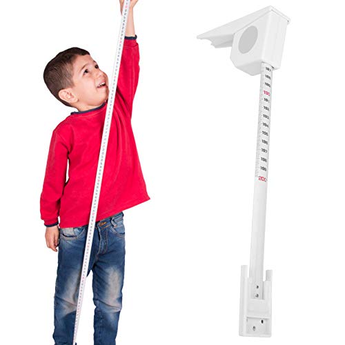 Height Gauge, 2 m Retractable Height Measuring Tape, Portable Stadiometer for Wall Mounting, Height Measurement for Adults, Children (White) White
