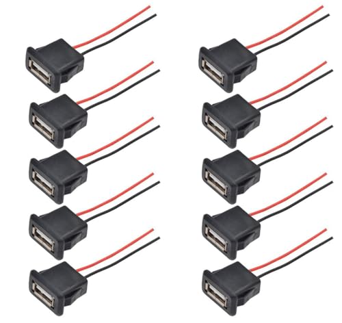 3A 2 Pin USB Female 2 Wire USB Female with Snap Groove Buckle for Panel Mount 3A Fast Charge Type A Female (5) 5
