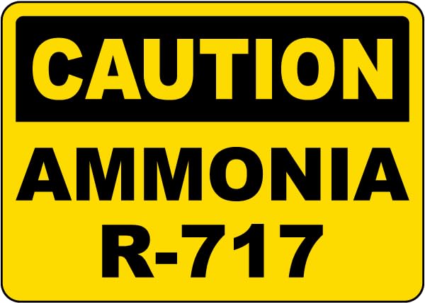 Caution Ammonia R-717 Sign Safety Signs Chemical Metal Tin – 8 x 12 Inch for Home or Work 8"x12"/20x30cm