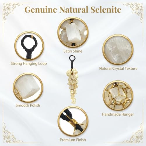 Natural Selenite Rough Door Hanger – Cleansing & Protection Crystal Hanging Décor for Home, Office & Meditation Space – Energy Purifier & Spiritual Gift