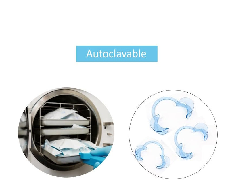 [Australia - AusPower] - Dental Cheek Retractor Mouth Opener for Teeth Whitening Clear Blue C-Shape (Size S, M, L Pack of 3) 