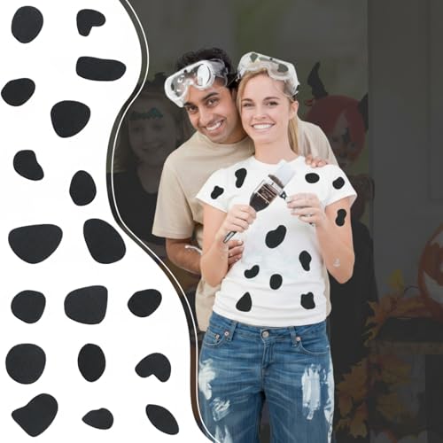 Kingdder black adhesive felt circles, self-stick Dalmation dots for DIY crafts, 720 pieces