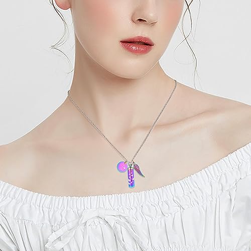 shajwo Cylinder Urn Ashes Necklace for Women Men Cremation Jewelry Rainbow