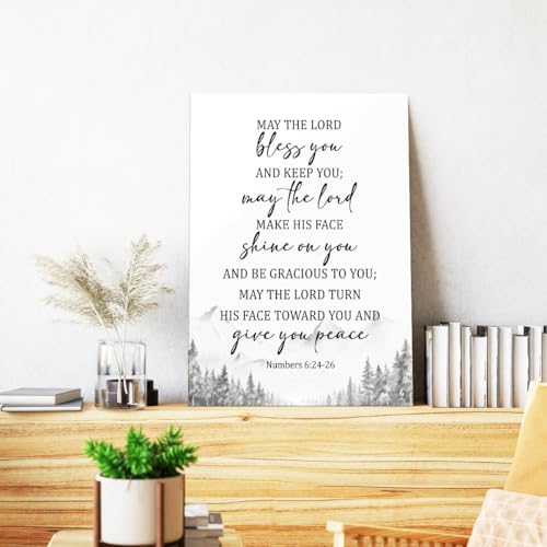 Numbers 6:24-26 May the Lord Bless You and Keep You Wall Art,Christian Canvas Wall Art,Bible Verse Wall Decor,Scripture Religious Wall Decor for Christian Home Office Living Room