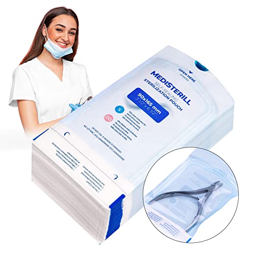 Pack of 200 Self-Sealing Sterilisation Bags, PVC Dental Sterilisation Bags, Self-Sealing Bag, Autoclave Steriliser Bag for Cleaning Tools (9 x 16.5 cm) 90x165