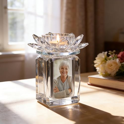 Keepsake urns for Human Ashes Crystal Small urns Cremation Keepsake Photo Urn with Candlestick Sharing Ashes Mini Memorial Urn for Human or Pet to Remember Your Loved One Lost