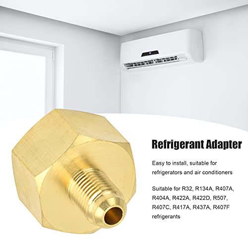 Brass Refrigerant Adapter, R134A Refrigerant Tank Adapter, W21 and 1/4SAE Air Coolant Converter Connection for AC Refrigerant System
