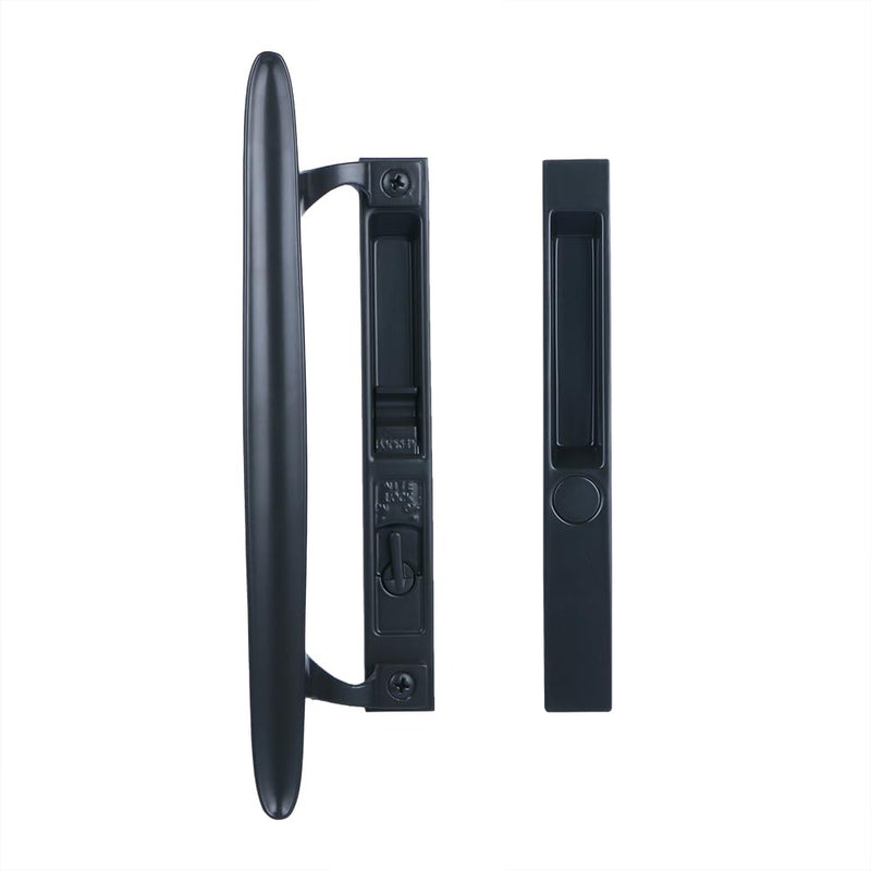Flush Mount Non-Keyed Sliding Glass Patio Door Lock Handle Set Fits 1" to 1-1/8" Thick Doors 6-5/8" H.C. Night Lock, Hook Latch, Non-Handed (Brown) Brown