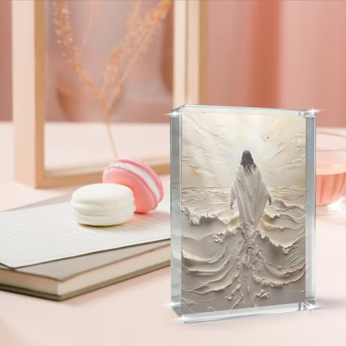 Christian Jesus Walking on Water Religious Home Acrylic637 Decor for Mom Gifts,Inspirational Christian Gifts for Women,Friends,christians,pastor,Baptism,Mother's Day 4x3x0.6In Jesu6 4.1x.3.1