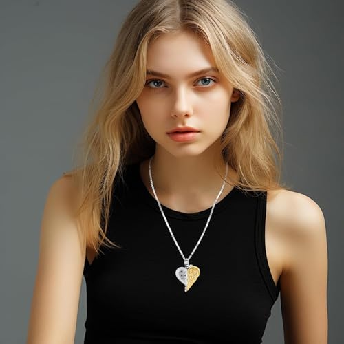 Hearbeingt Angel Wing Heart Urn Necklaces for Ashes Cremation Jewelry 1-Gold