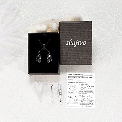 shajwo Microphone Cremation Jewelry for Ashes, Headset Urn Necklaces for Women Men Keepsake Memorial Pendant Headset-Black