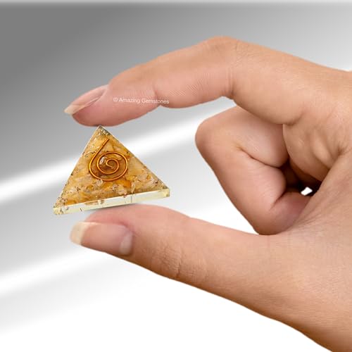 Yellow Aventurine Orgone Pyramid - 30mm Small Orgonite Pyramids with Crystals and Healing Stones - Authentic Organite Gifts Yellow Aventurine Orgonite Pyramid - 30mm