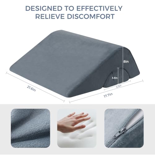 Ganondorf Knee Pillow for Back Sleeping, Premium Foam Wedge Pillow for Legs, Leg Elevation Pillow with Removable Washable Cover, Triangle Pillow for Knee, Hip & Back Support, Grey