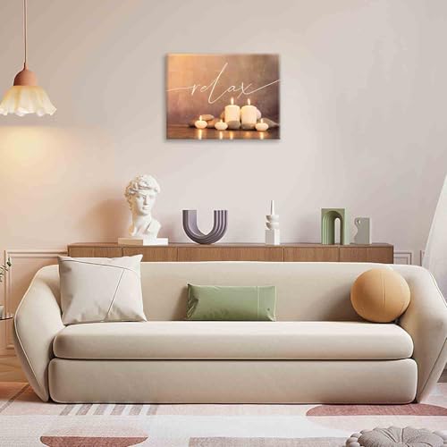 Zen Wall Art, Zen Bathroom Decor, Meditation Pictures, Spa Canvas Posters Prints, Calming Spiritual Stone Decorations Painting, Artwork Office Home Yoga Decor For Bathroom Bedroom Living Room 16"x12" Relax 12"L x 16"W