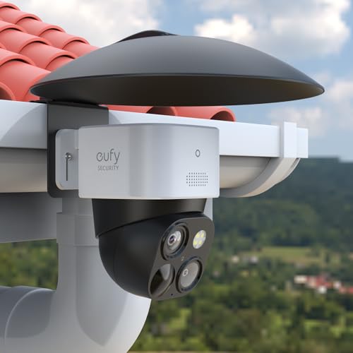 Universal Waterproof Outdoor Sun Rain Shade Shield Cover with Gutter Mount Bracket Compatible with eufy,AOSU,Reolink,TP-Link Tapo,SEHMUA,Cinnado and All 1/4'' Thread Security Camera (Black)