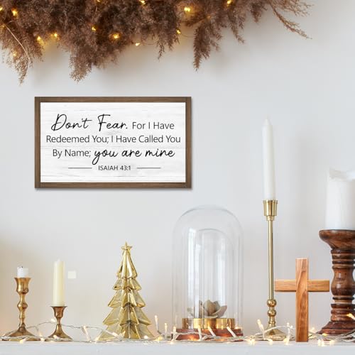 Don't Fear Isaiah 43:1 Bible Verse Wooden Box Sign Desk Decor,Rustic Scripture Wood Block Plaque Sign for Christian Farmhouse Home Office Shelf Tabletop Wall Decor