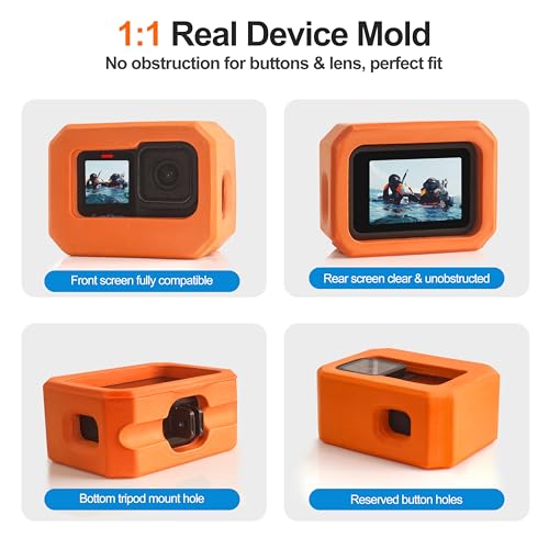 FitStill Floaty Soft Foam Case&Floating Hand Grip Stick Set for Go Pro Hero 13/12/11/10/9 Black,Snorkeling Surfing,Wakeboarding Protective Cage housing Shell Cover Action Camera Accessories Kit Hero 9/10/11/12/13 Black Frame Kit