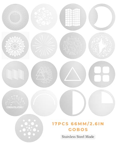 17Pcs M-Size 66mm Stainless Steel Gobos Kit for Optical Snoot | Heat-Resistant Light Modifier for Godox/Aputure/Westcott 66mm/2.6inches Emotion