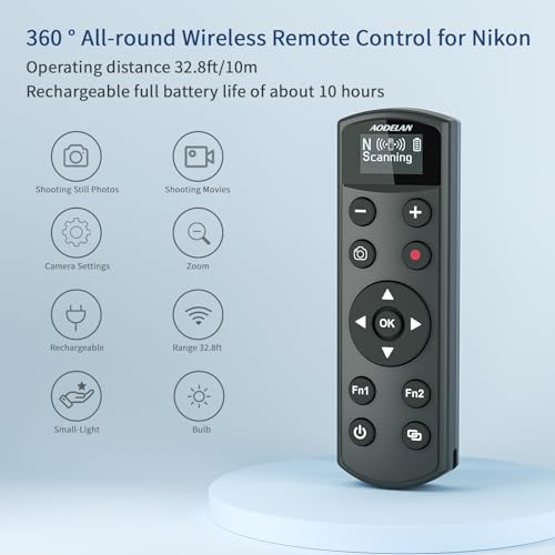 Rechargeable Shutter Release for Nikon Wireless Camera Remote Control Upgrade Black for Nikon