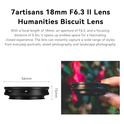 7artisans 18MM F6.3 Mark II UFO Camera Prime Lens Compatible with Sony E Mount,APS-C,Ultra-Thin Compact Mirrorless Cameras for FX/A/NEX Series for FS5,FS7,FS7M2,FS5M2K,A3000,A5000,NEX-3,NEX-3N For Sony E