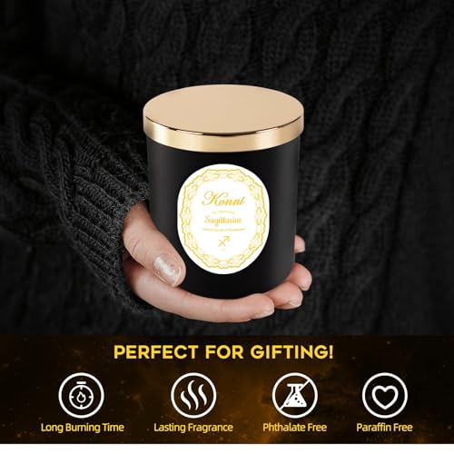 KONNI Sagittarius Zodiac Candle for Men Women, 7 oz Scented Candle, Pine and Cypress Aromatherapy for Relaxting, Soy Wax Astrology Candles Gift for Birthday in November and December, Long Lasting Burn
