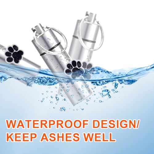 3 Pcs Waterproof Cremation Pet Urns Keychain for Dogs Ashes, Small Urn Memorial Pendant Keychain, Cylinder Cat Dog Urn for Pet Ashes Cremation Keepsake Memorial Ashes Jewelry Silver