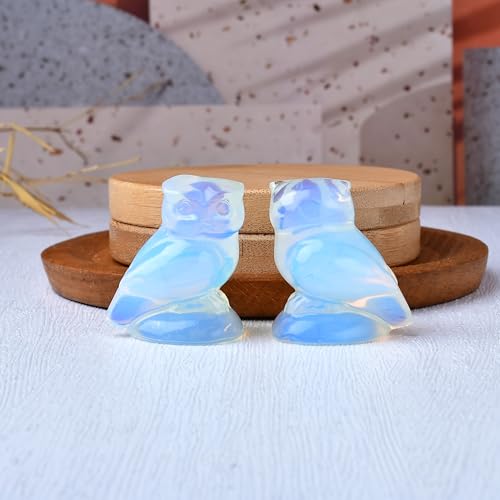 Opal Crystal Owl Figurine Hand Carved Lucky Stone Statue for Healing Home Office Decor Spiritual Gift for Women Men Opal