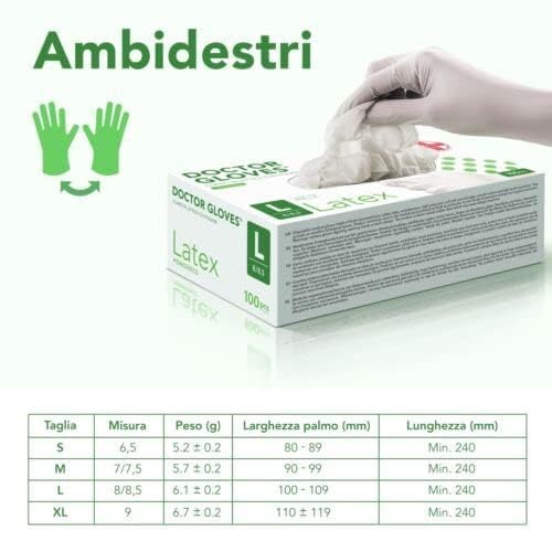 AIESI Doctor Gloves Disposable Latex Gloves with Powder for Medical Use L