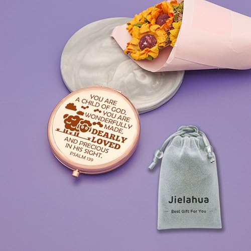 Inspirational Christian Gift for Women Pocket Makeup Mirror for Her Christian Baptism Gifts Religious Bible Gifts for Women Best Friend Sister Daughter Granddaughter Compact Makeup Mirror Psalm 139