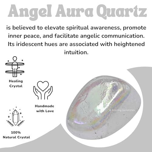 Amazing Gemstone Angel Aura Quartz Crystals and Healing Stones - 1000+ Carats, Healing Stones for Energy Balance, Stress Relief - Premium Polished Gems Rocks for Meditation & Wellness