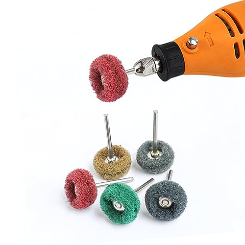 Hiqalty 1-inch brown abrasive buffing wheels with 3mm shafts for rotary tool metal polishing and rust removal