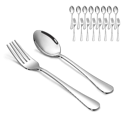 SANTUO Forks and Spoons Set, 8PCS 7.3" Dinner Forks and 8PCS 7.3" Dinner Spoons, Stainless Steel Silverware set of 16, Mirror Polished & Dishwasher Safe 7.3Inch(Dinner Fork+Dinner Spoon)-16P