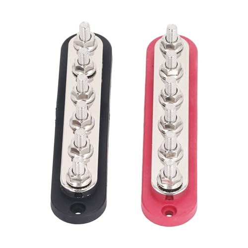 Busbar 300A 12-48V 5 Terminal Bolts Earthing Busbar with Protective Cover for Automobile Cars Boats Block Brass Busbar Terminal Block for