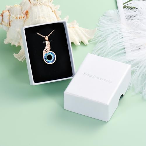 Yinplsmemory Cremation Jewelry Circle of Life Urn Ashes Necklace for Women Rose gold&blue