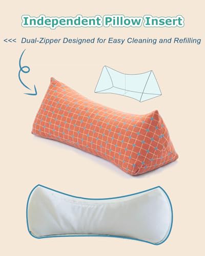 Adjustable Buckwheat Pillow for Custom Buckwheat Pillows for Sleeping, Neck and Shoulder Support for All Sleep Positions, Removable Hulls Cooling Breathable, Orange Red 6 * 15 inch