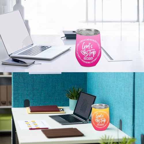 4 Pcs Girls Trip Wine Tumbler With Lid, Girls Trip Gifts Favors gradient girl trip