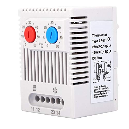 Temperature Controller, PC Temperature Controller Switch Open/Close Supports 12-250V Wide Voltage Input Adjustable Mechanical Thermostat 0-60 ZR011(ZR011)
