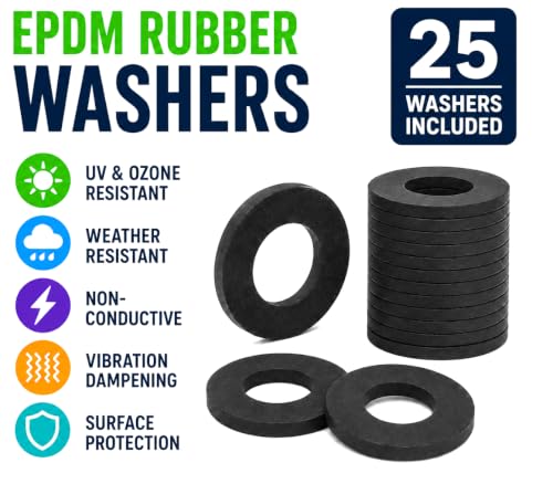 Generic EPDM rubber flat washers, 3/16-inch ID x 3/4-inch OD, 25-pack for electrical isolation and vibration dampening