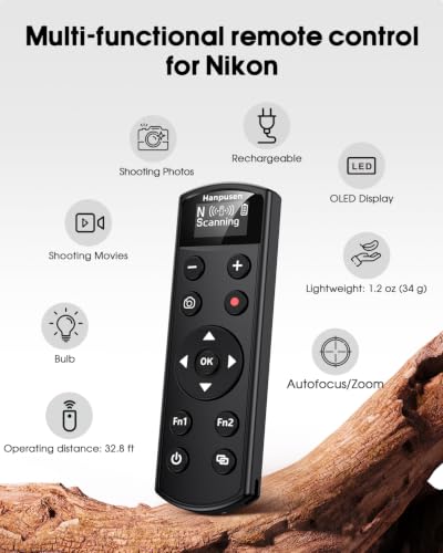 for Nikon Camera Remote Control, Hanpusen Rechargeable Wireless Shutter Release with OLED Screen for Nikon Z6 III/Zf/Z5II/Z50/Z50 II/ZR/Z fc/P1000/P1100/P950/A1000/Z6 II/Z30/Z5/Z7 II, Replace ML-L7