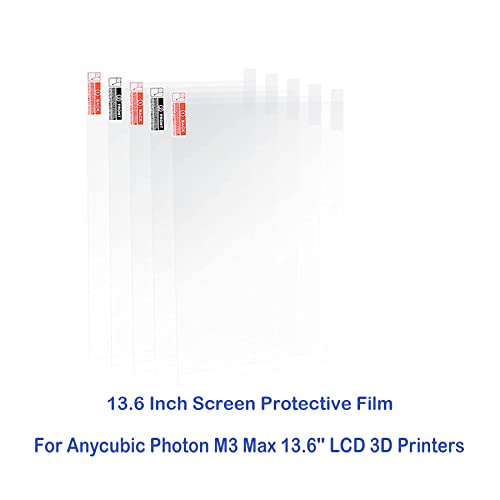 5PCS Screen Protector for Anycubic Photon M3 Max, M7 Max, Resin 3D Printer 13.6'' Screen Protective Film for Photon M3 Max,M7 Max 13.6'' LCD 3D Printers 13.6 inch