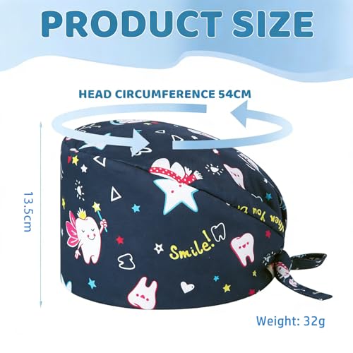Surgical Caps, Fabric Nurse, Surgical Caps, Women's/Men, Scrubbing Cap, Printed, Full, Turban Hat, Adjustable Full Hair Cover, Unisex Doctor Cap with Sweatband, a, Unit size PatternC