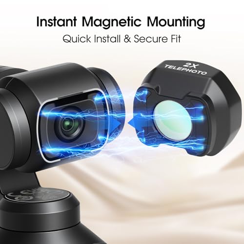 2X Telephoto Portrait Lens Compatible with DJI Osmo Pocket 4 & Pocket 3, 4 Elements 3 Groups Multicoated Optical Glass, Magnetic Lens Attachment