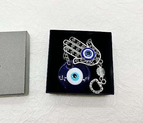 Fatima Hamsa Hand Turkish Blue Evil Eye Hanging Car Charm Ornament