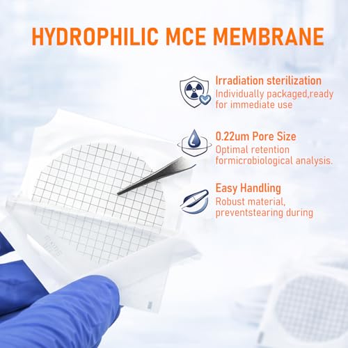 200PCS 47mm MCE Membrane Disc Filters with Grid, 0.45μm
