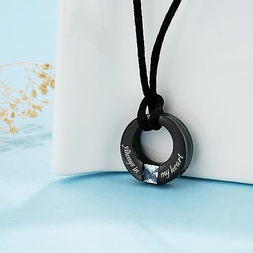 YOUFENG Birthstones Urn Necklaces for Ashes Round Cremation Pendant Urns for Human Ashes Memorial Keepsake Locket Jewelry All April