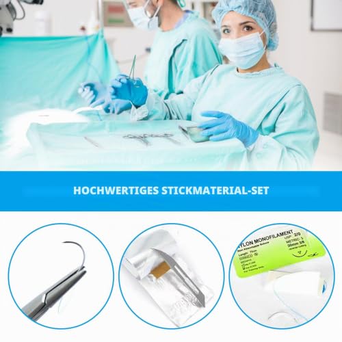 Surgical Suture Set, Suture Practice Kit with Silicone Suture Cushion, Suture Material Surgery, Wound Suture Exercise Set with Instruments and Threads, Gift for Medical Students & Veterinarians